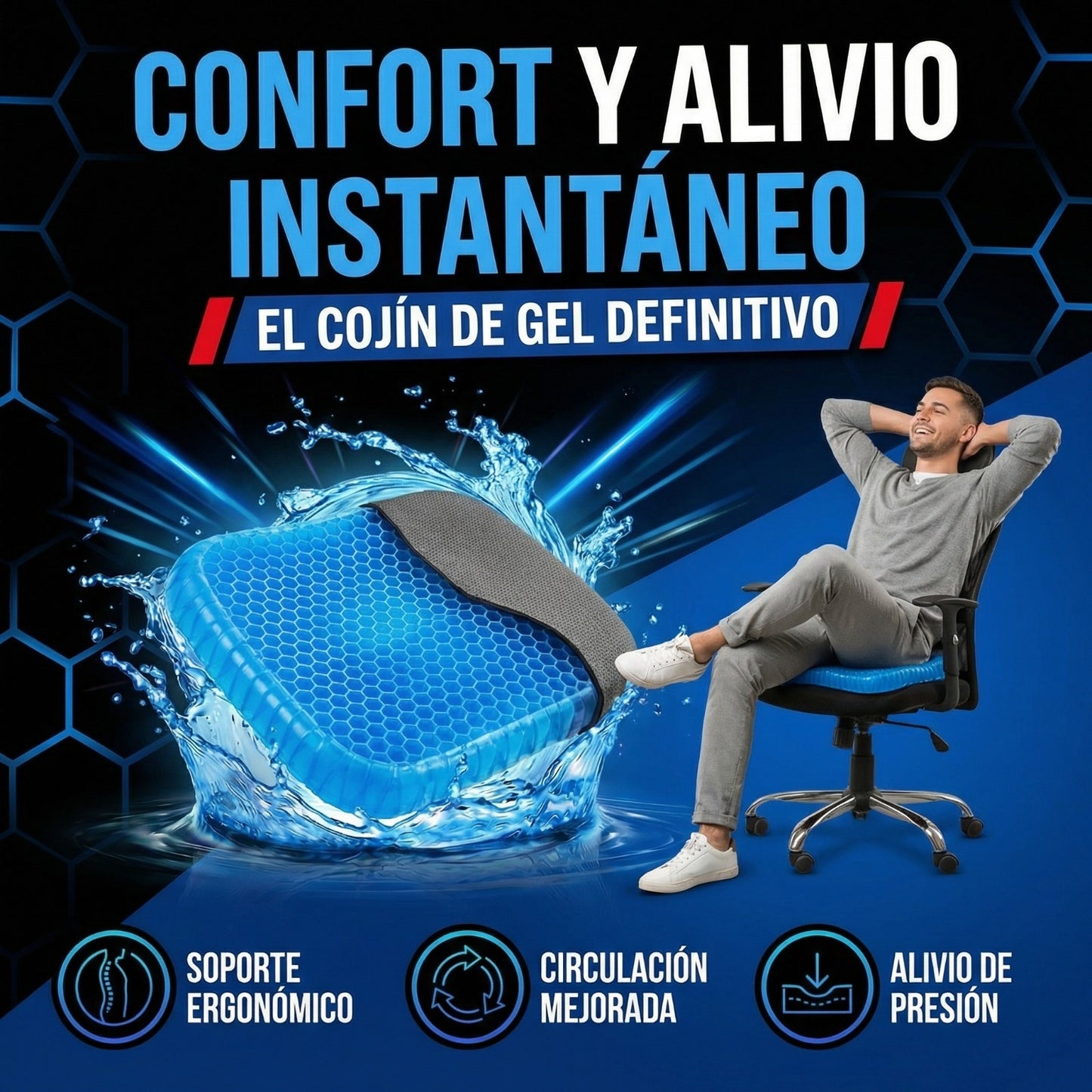 ErgoGel Seat™ – Cojín Ergonómico de Gel