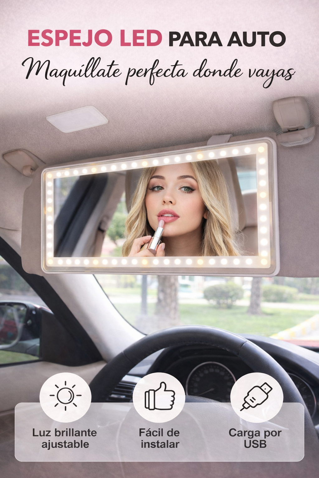 Espejo LED para Auto con Luz Profesional